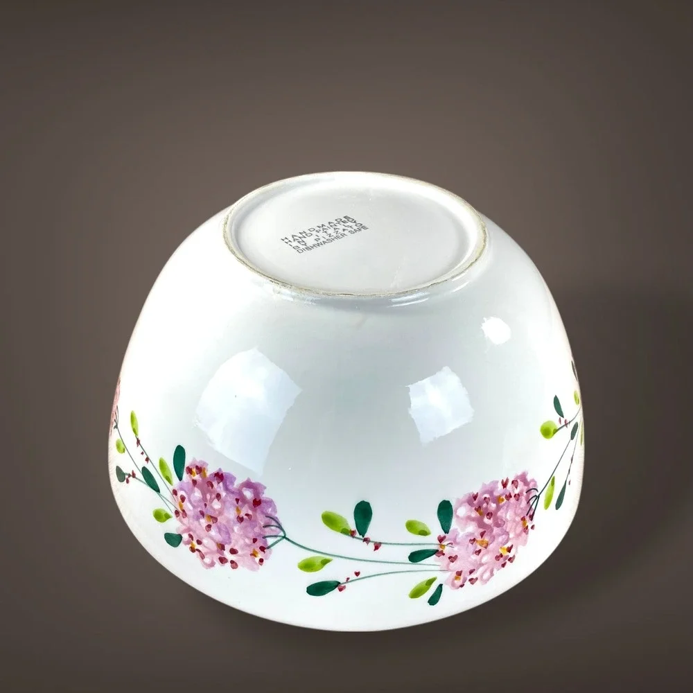 Vintage Pizzato Hand Painted Italian White Art Glass Bowl 9 Inch 1980s - 2000s‎